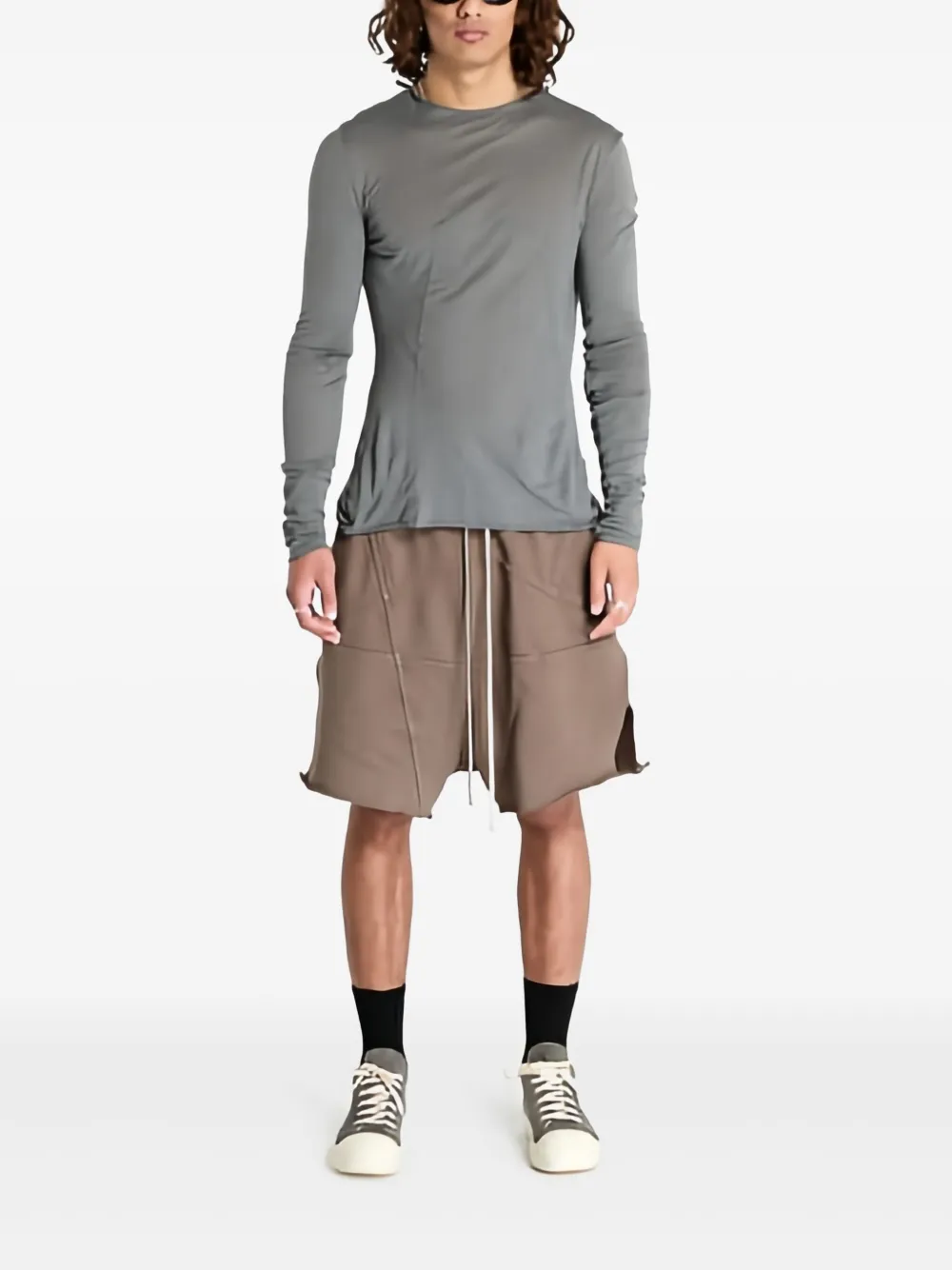 Rick Owens DRKSHDW Trainingsshorts met vlakken Bruin