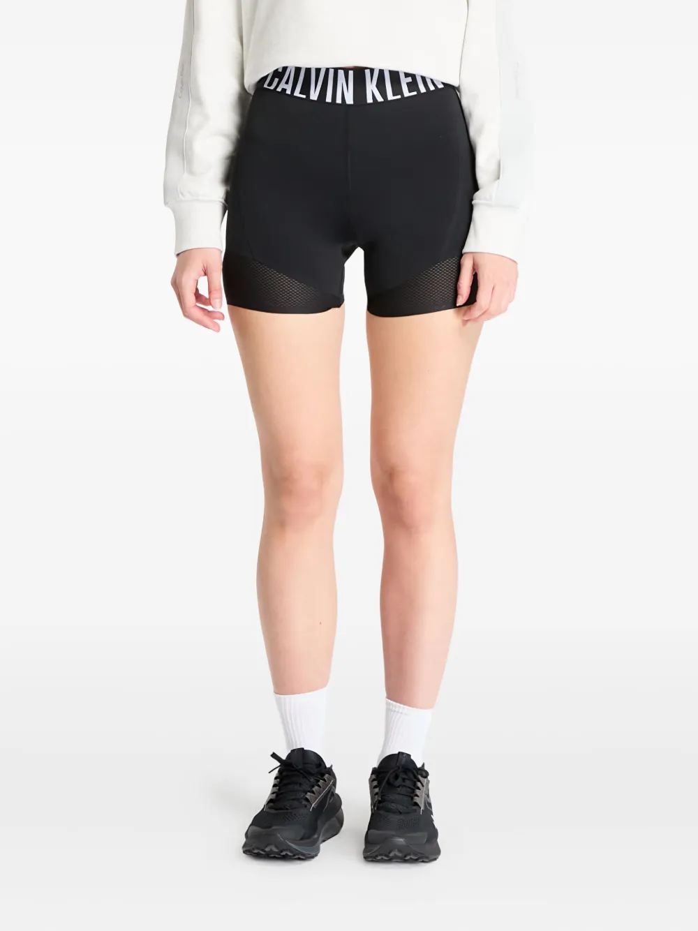 Calvin Klein Mesh-panel Cycling Shorts In Black