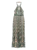 Elie Saab embroidered tulle halter dress - Green