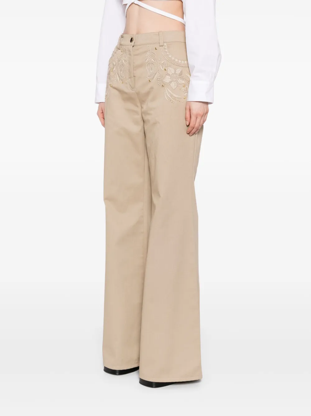 Elie Saab embroidered gabardine pants Grijs