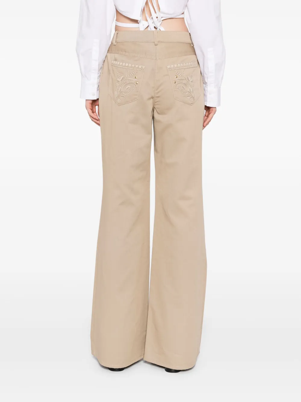 Elie Saab embroidered gabardine pants Grijs
