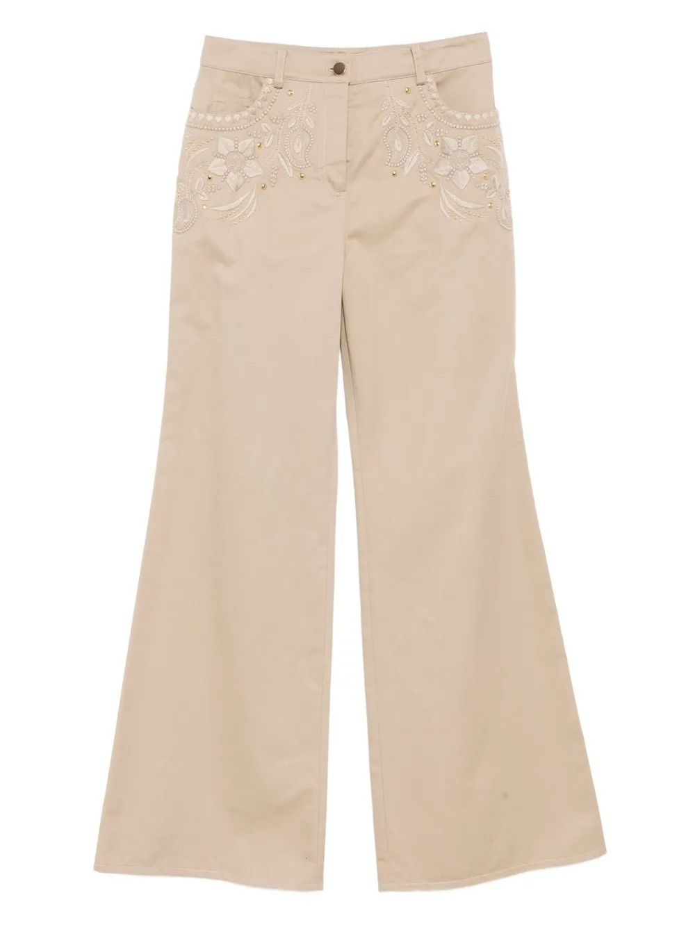 Elie Saab Gabardine broek met borduurwerk Grijs