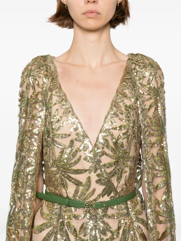 elie saab green sequin dress Embroidered Tulle Long | Neutrals elie saab wedding dress