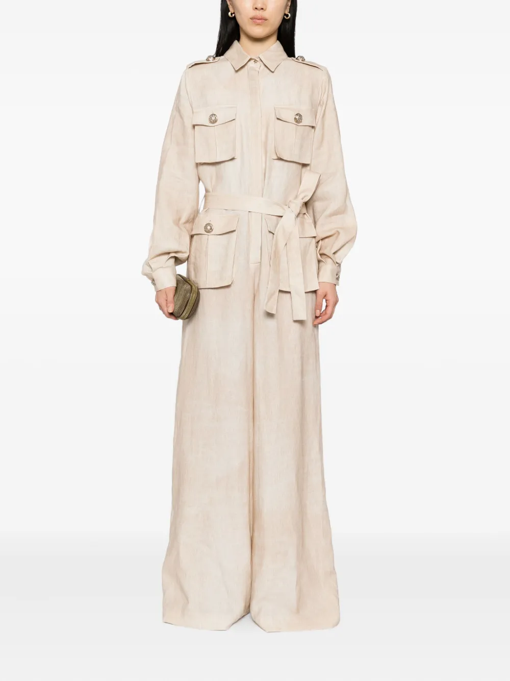 Elie Saab Linnen jumpsuit met print - Beige
