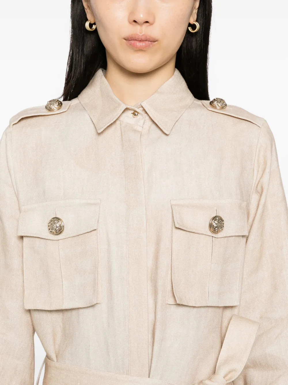 Elie Saab Linnen jumpsuit met print Beige