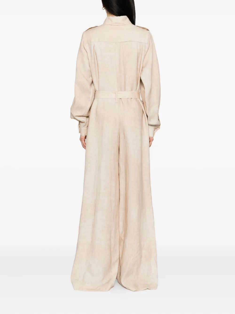 Elie Saab Linnen jumpsuit met print Beige