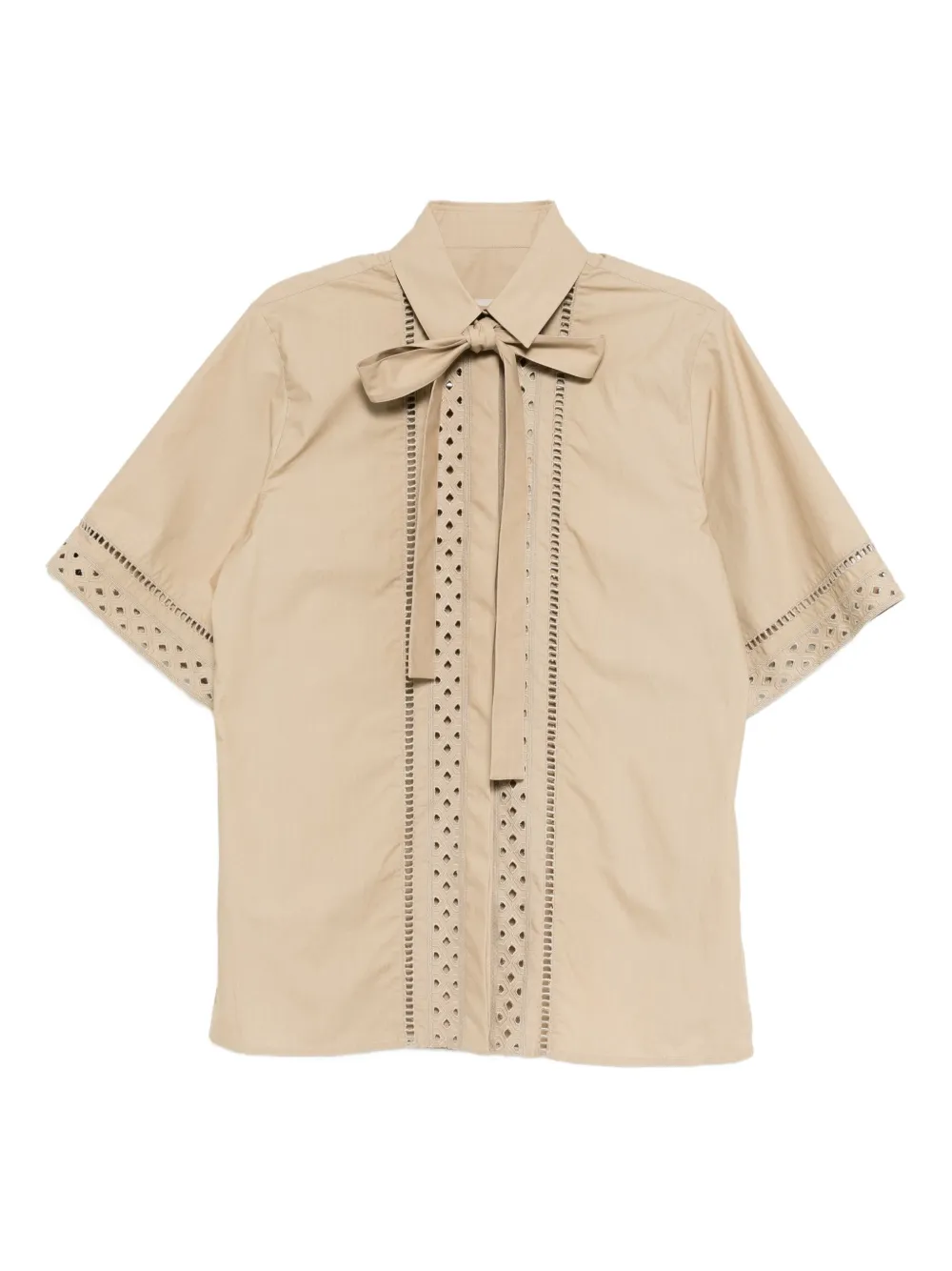 Elie Saab embroidered cotton shirt Grijs