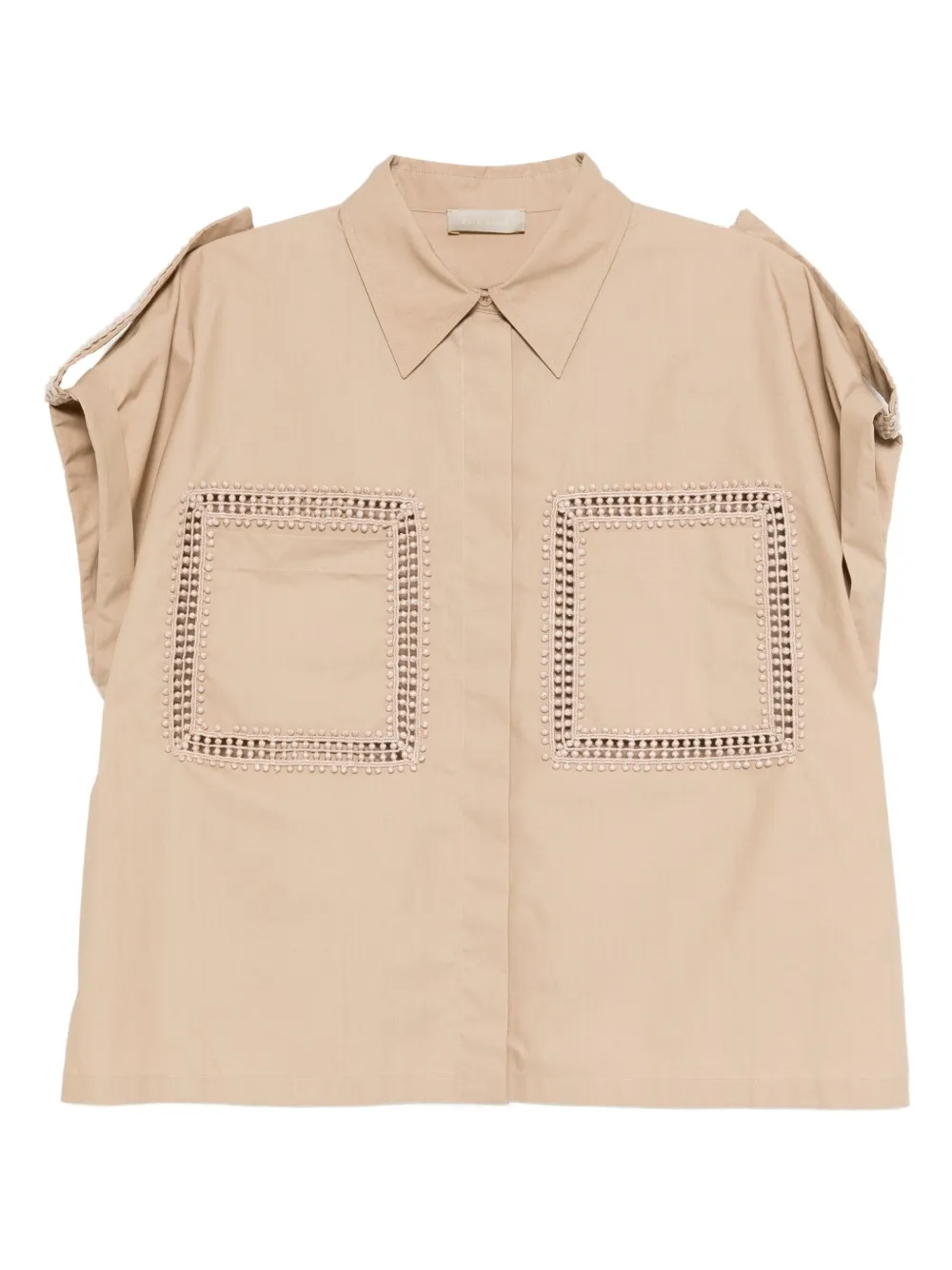 Elie Saab trim-embellished poplin shirt Beige