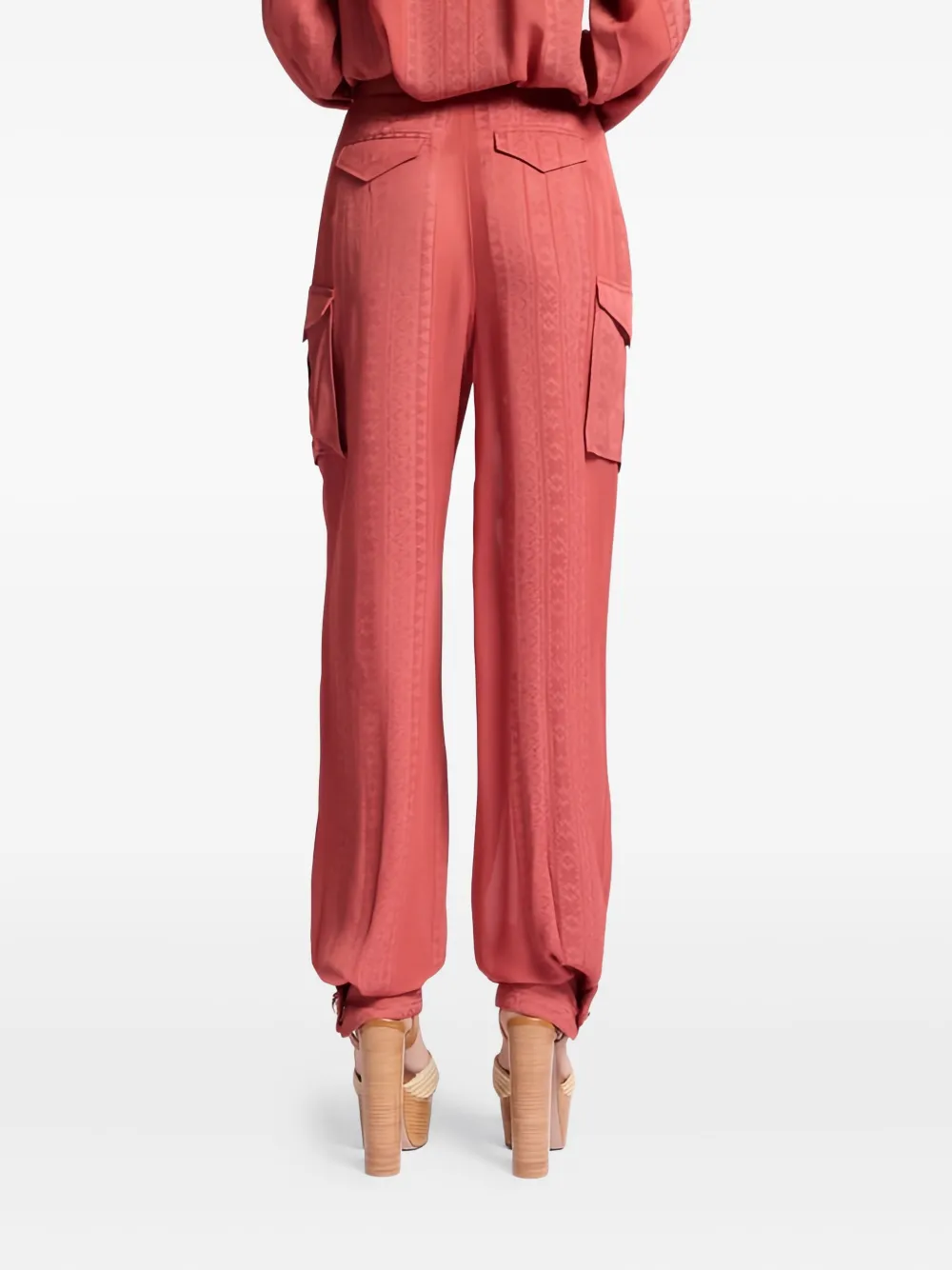 Elie Saab Broek met cargo zak en ceintuur Roze