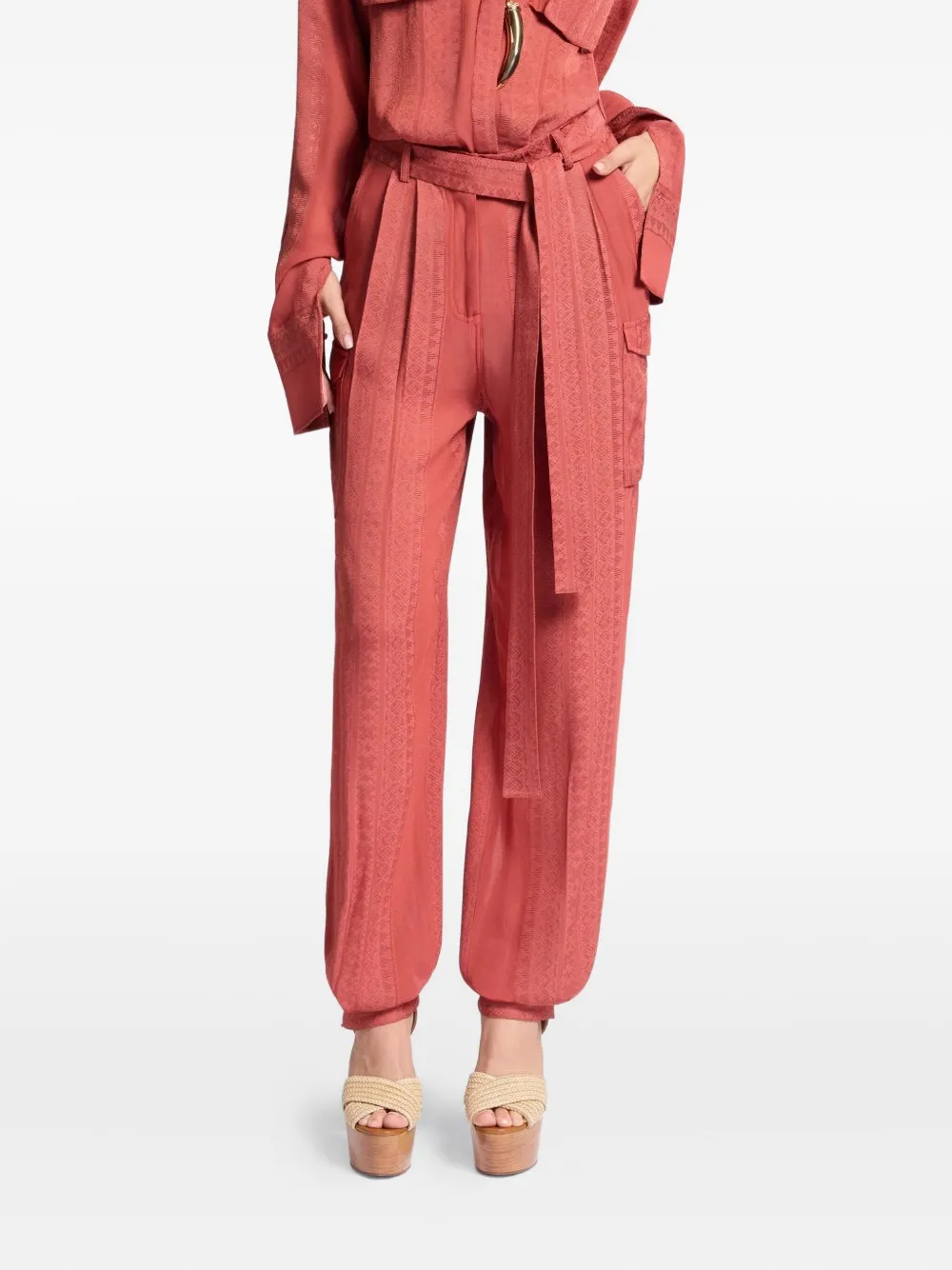 Elie Saab cargo-pocket belted trousers | Pink | Image 1