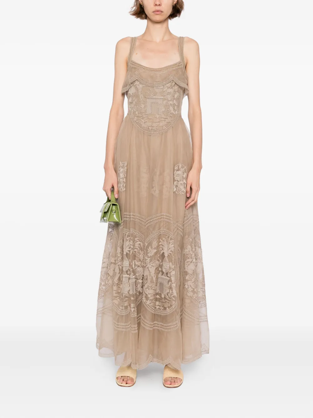 Elie Saab Organza jurk met borduurwerk Grijs