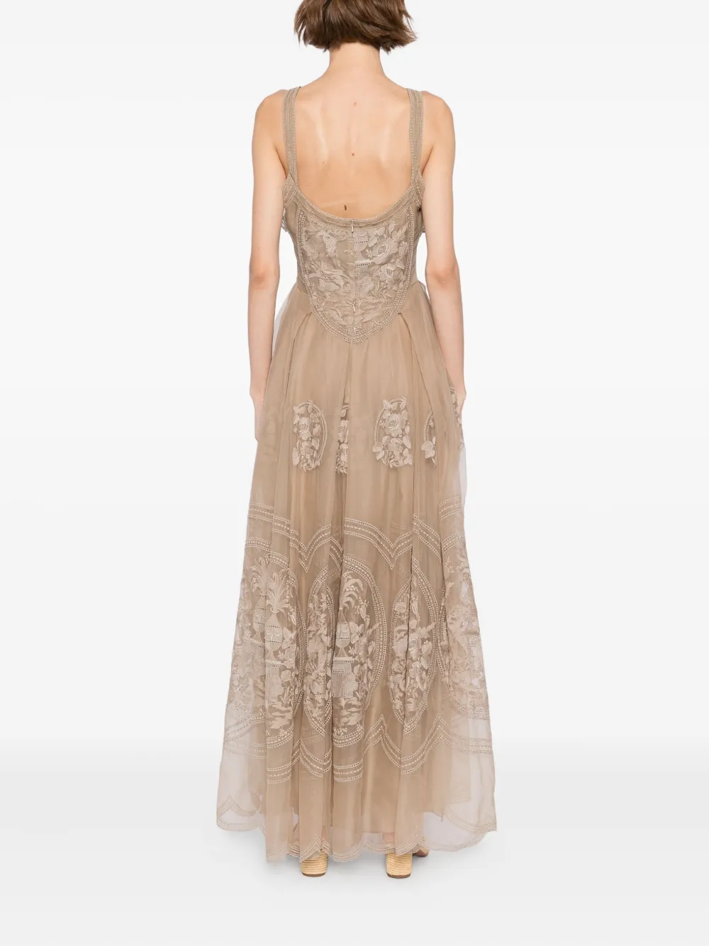 Elie Saab Organza jurk met borduurwerk Grijs