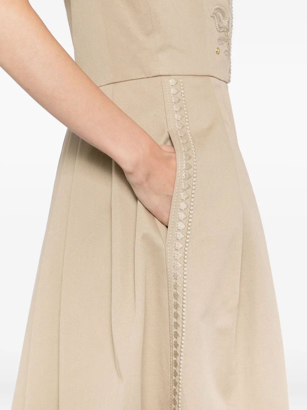 Elie Saab Gabardine jurk met borduurwerk Grijs