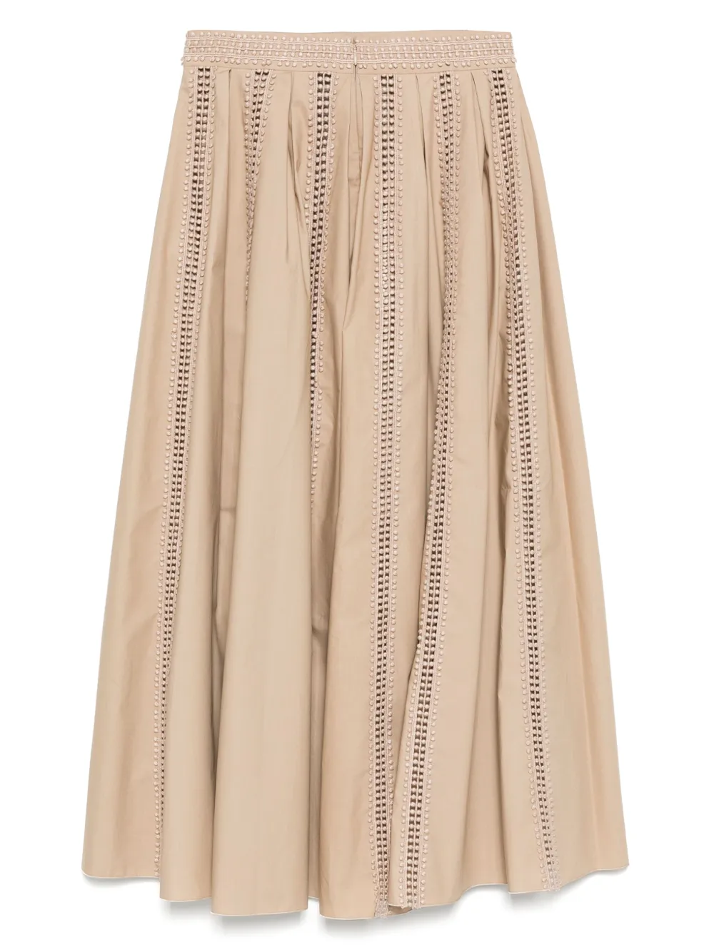 Elie Saab Popeline rok verfraaid met afwerking - Beige