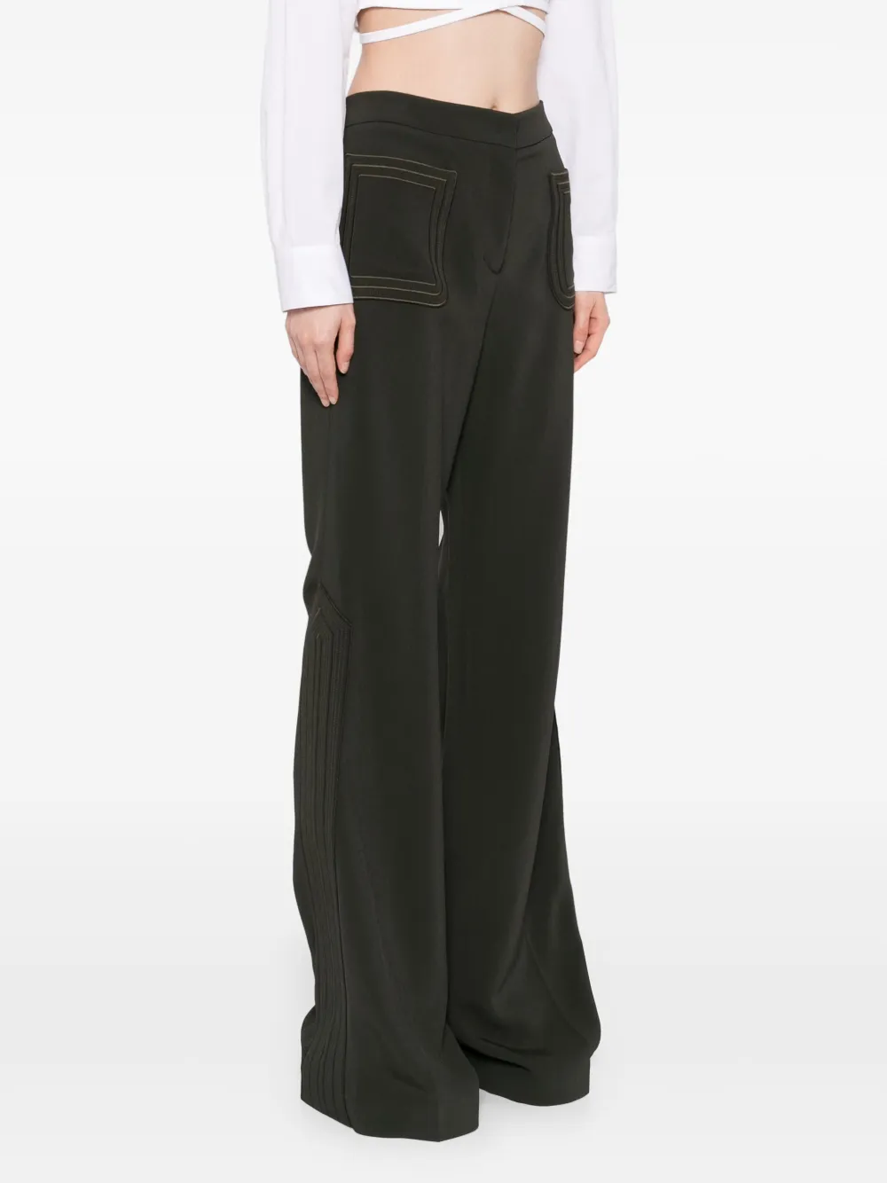 Elie Saab embroidered cady pants Groen