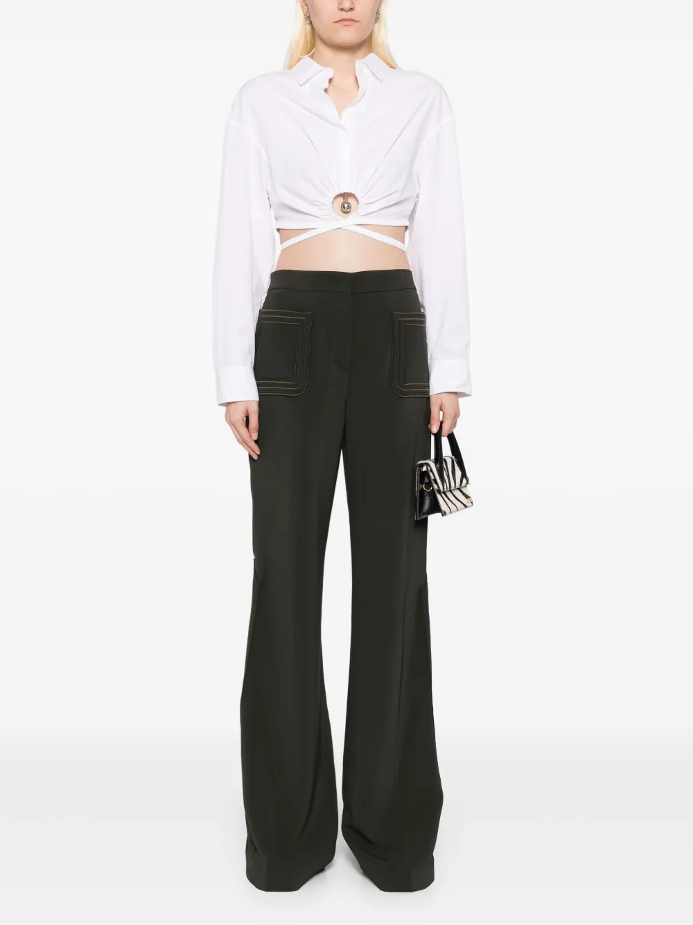 Elie Saab embroidered cady pants Groen