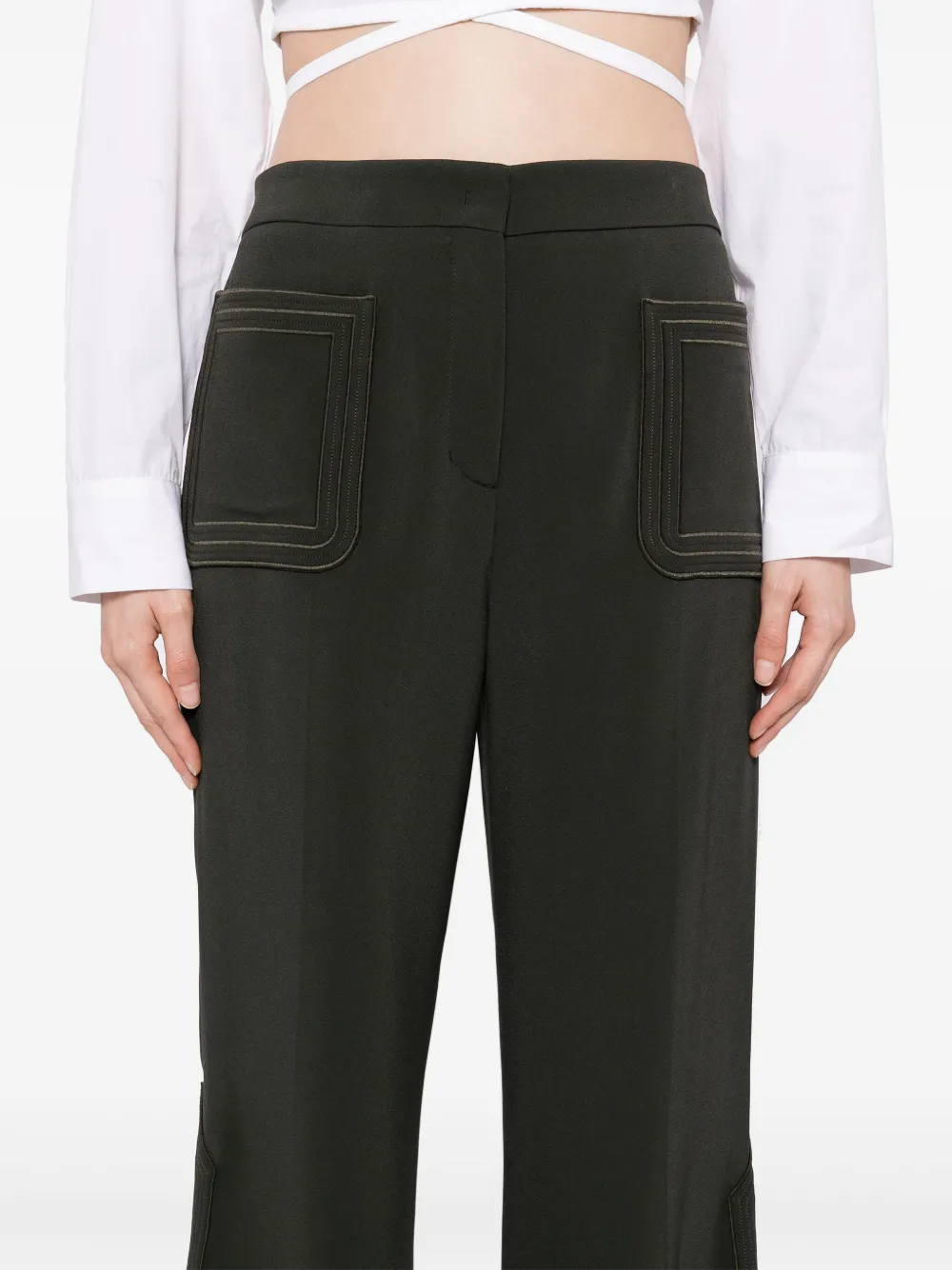 Elie Saab embroidered cady pants Groen