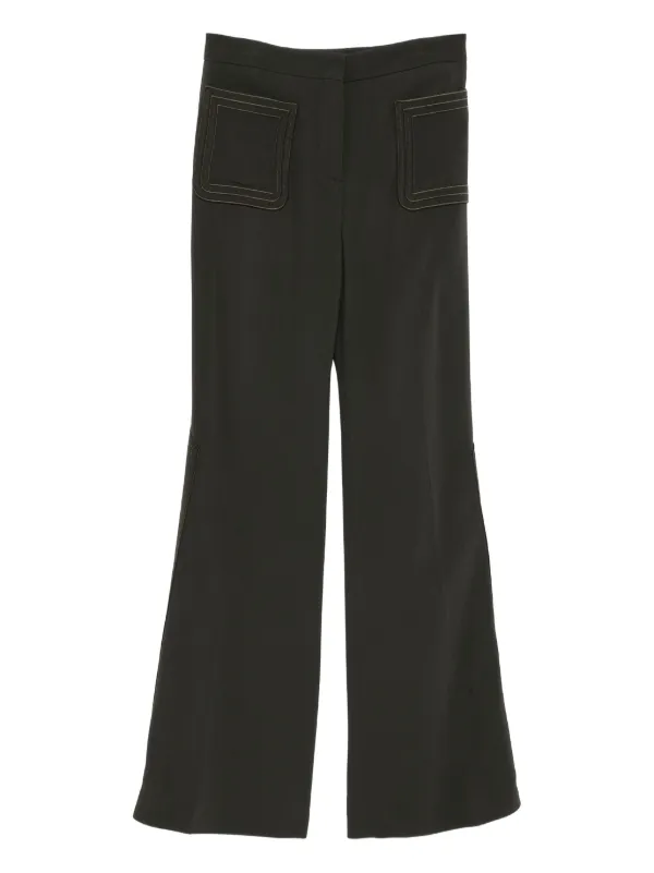 Elie Saab Embroidered Cady Pants in Green