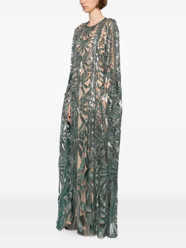 Elie Saab Embroidered Tulle Kaftan | Green | FARFETCH