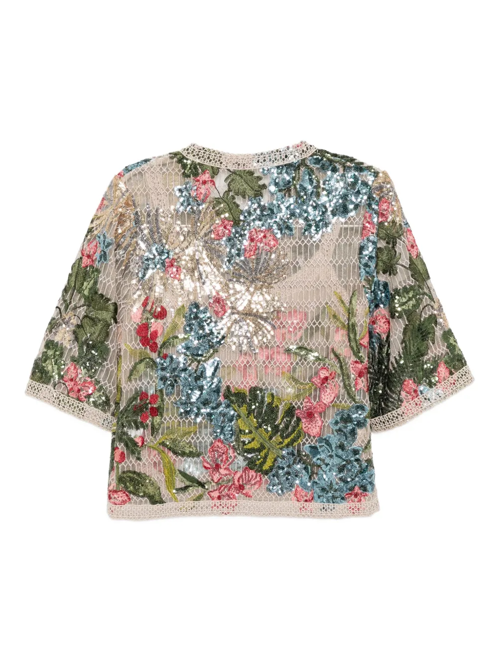 Elie Saab Top met pailletten en borduurwerk - Beige