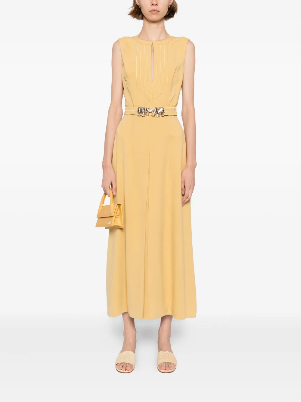 Elie Saab Midi-jurk met olifantgesp Beige