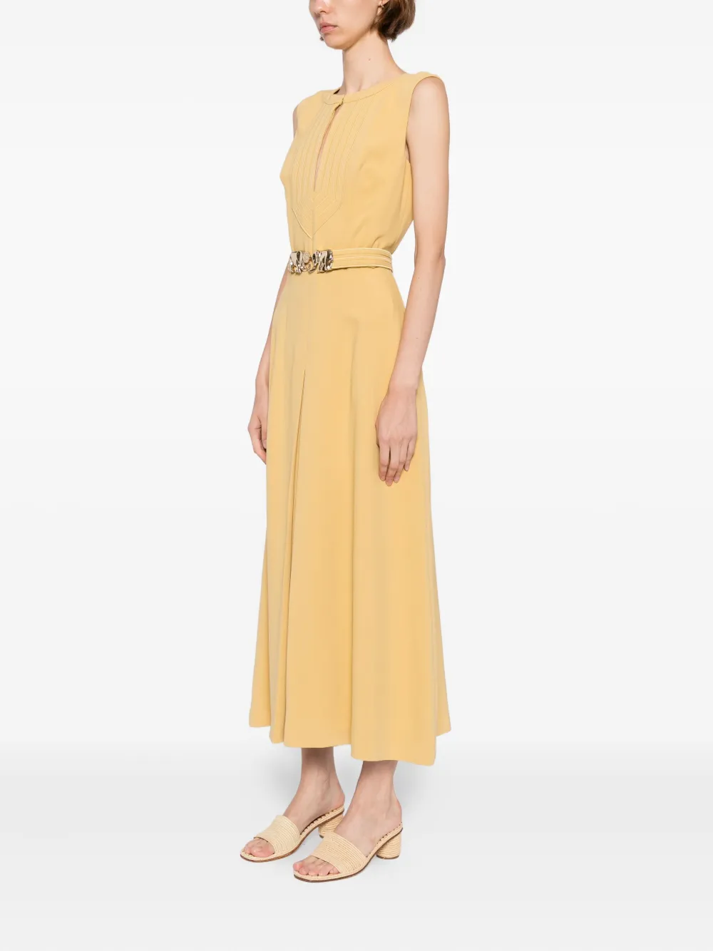 Elie Saab Midi-jurk met olifantgesp Beige