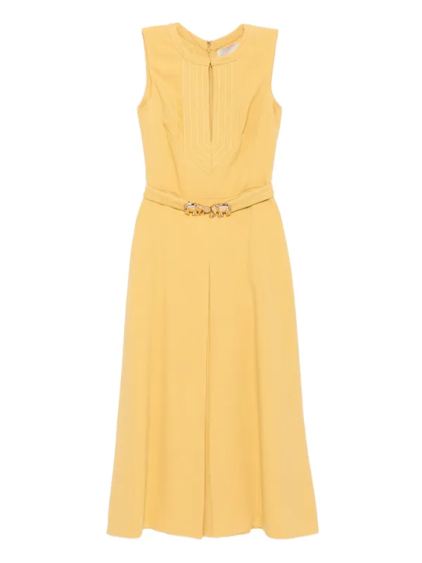 Elie Saab Elephant-buckle Midi Dress in Neutrals