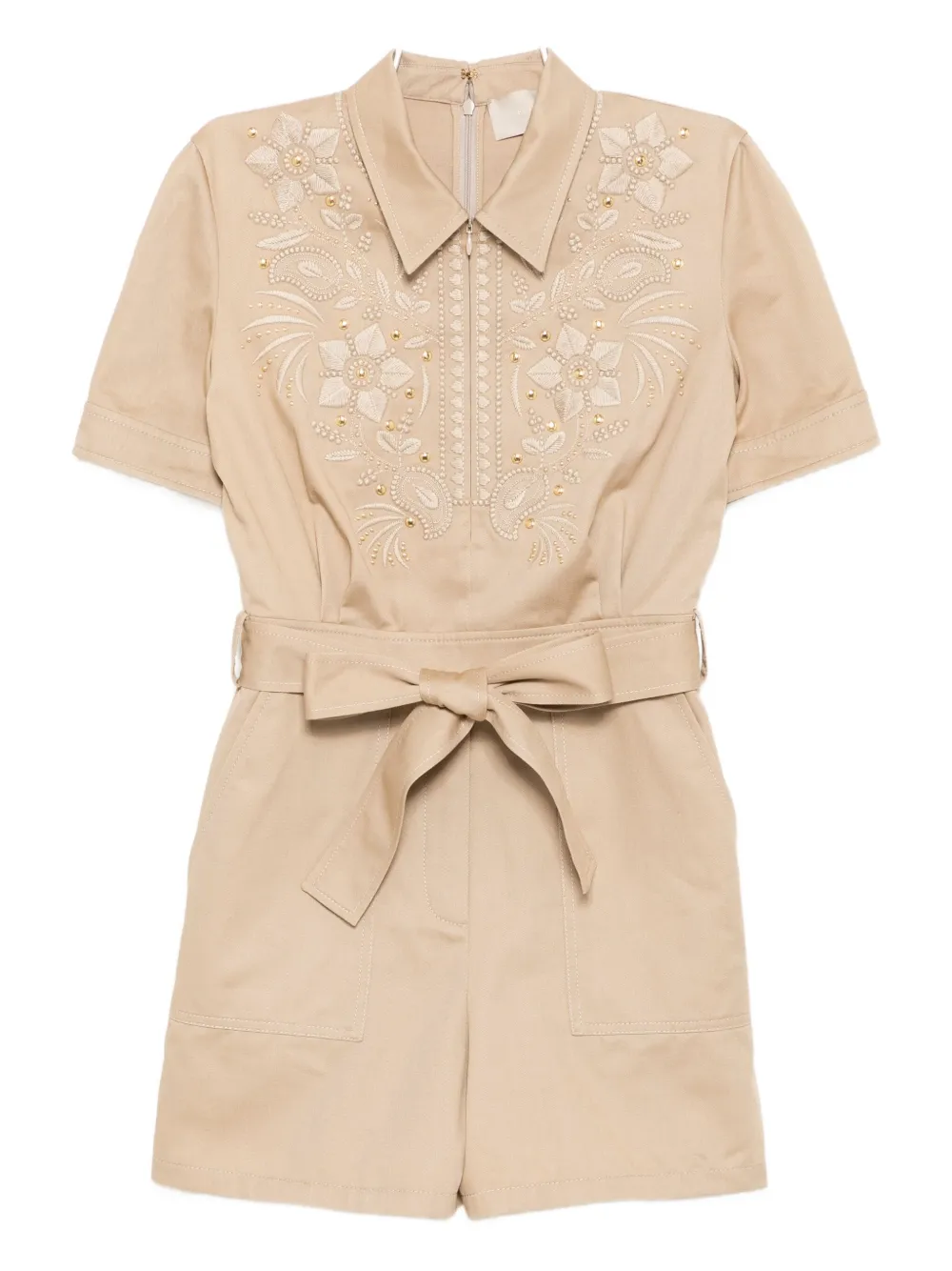 Elie Saab Tuta intera con ricamo - Toni neutri