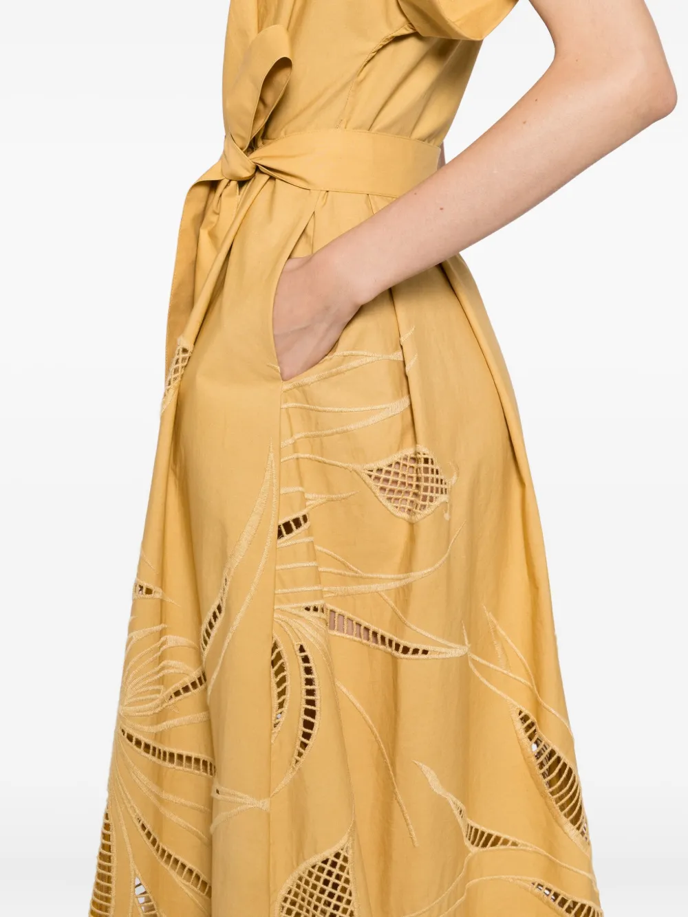 Elie Saab Midi-jurk met borduurwerk Beige