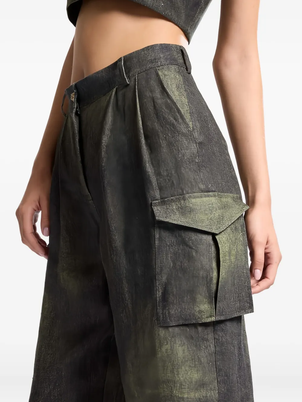 Elie Saab pleated cargo-pattern trousers - Groen