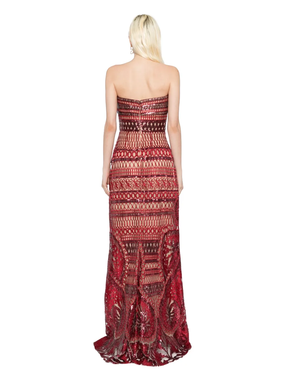 Elie Saab Maxi-jurk met borduurwerk Rood