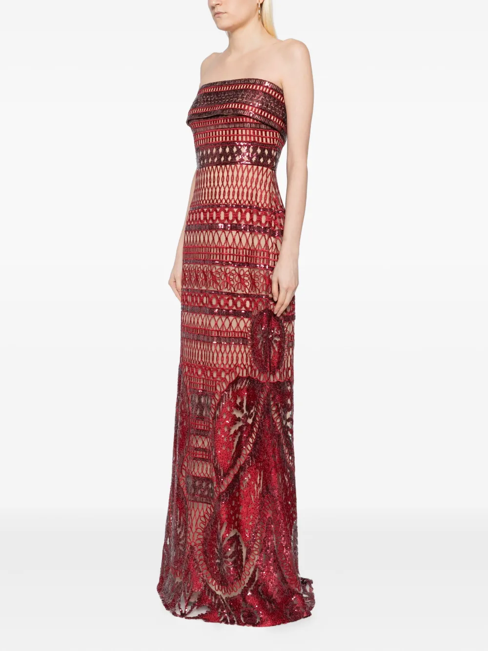 Elie Saab Maxi-jurk met borduurwerk Rood