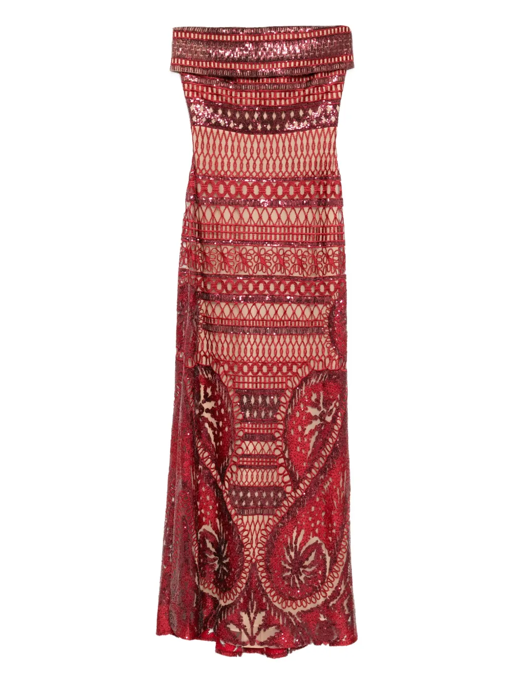 Elie Saab embroidered long dress Rood