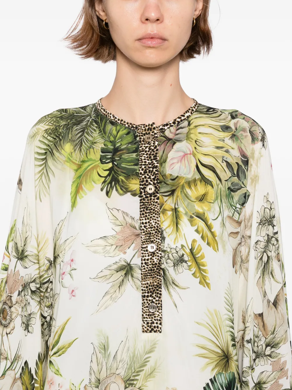 Elie Saab Chiffon tuniek met print Groen