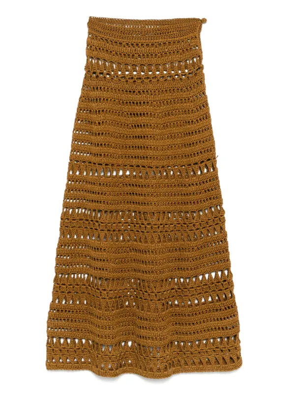 Elie Saab Crochet Midi Skirt Brown FARFETCH NZ