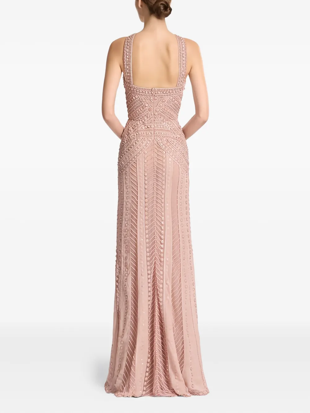 Elie Saab embroidered tulle maxi dress - Beige