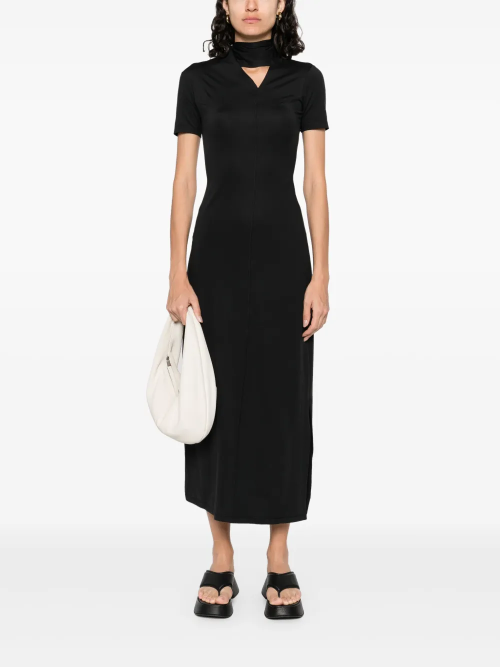 Y-3 Fitted Neck maxi dress - Zwart