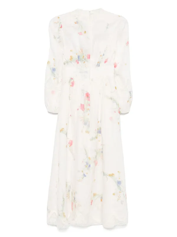 Zimmermann Lucky Lace Plunge Midi Dress - Off-white Zimmermann Lucky Lace Plunge Midi Dress - Off-white