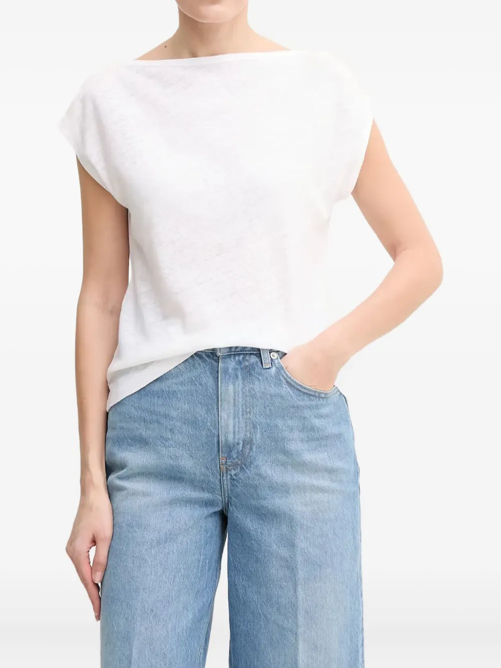 Calvin Klein ボートネック トップ - ホワイト Calvin Klein ボートネック トップ - ホワイト