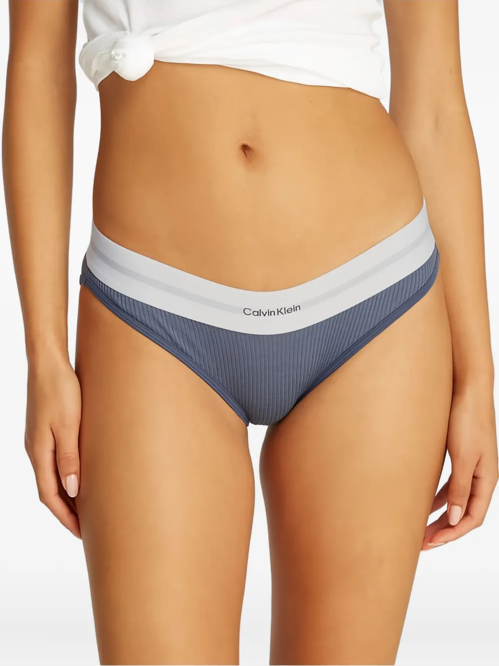 Calvin Klein Underwear Geribbelde slip met logo - Blauw