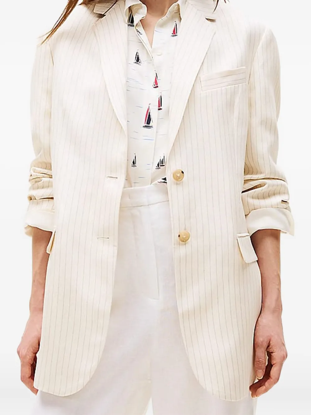Tommy Hilfiger Gestreepte blazer Wit