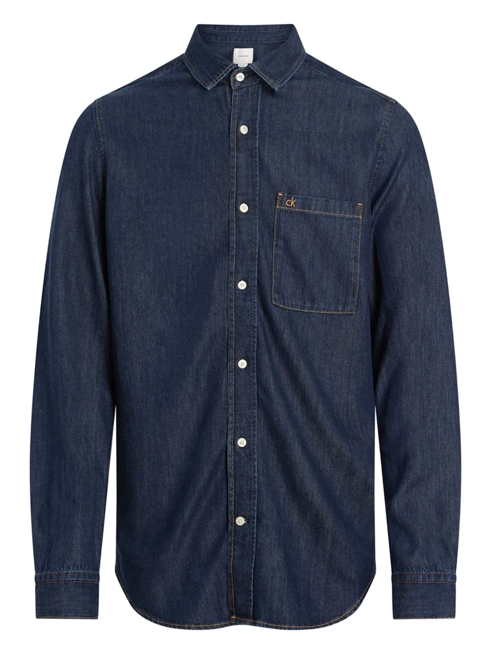 logo-embroidered denim shirt