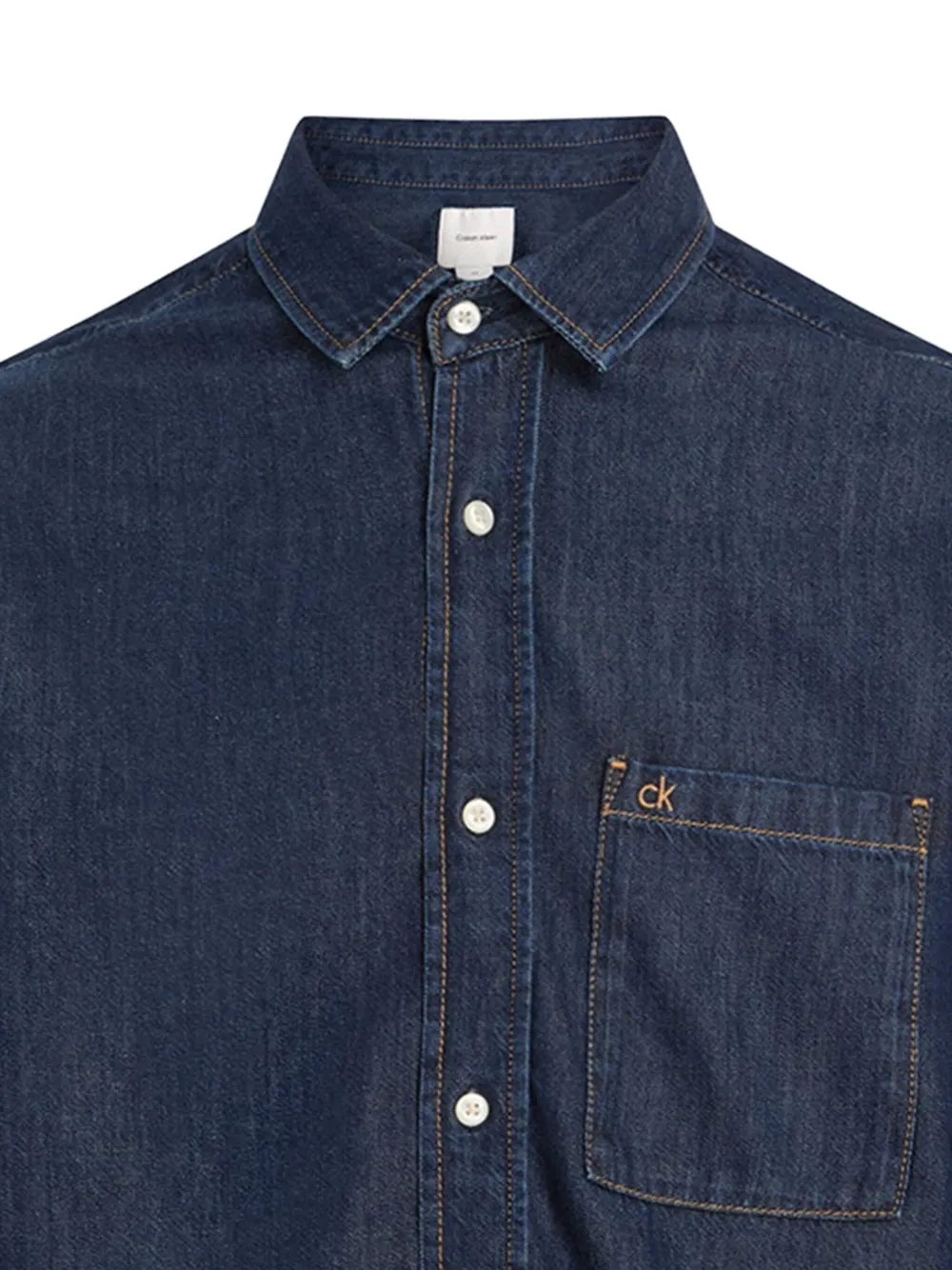 Calvin Klein logo-embroidered denim shirt - Blauw
