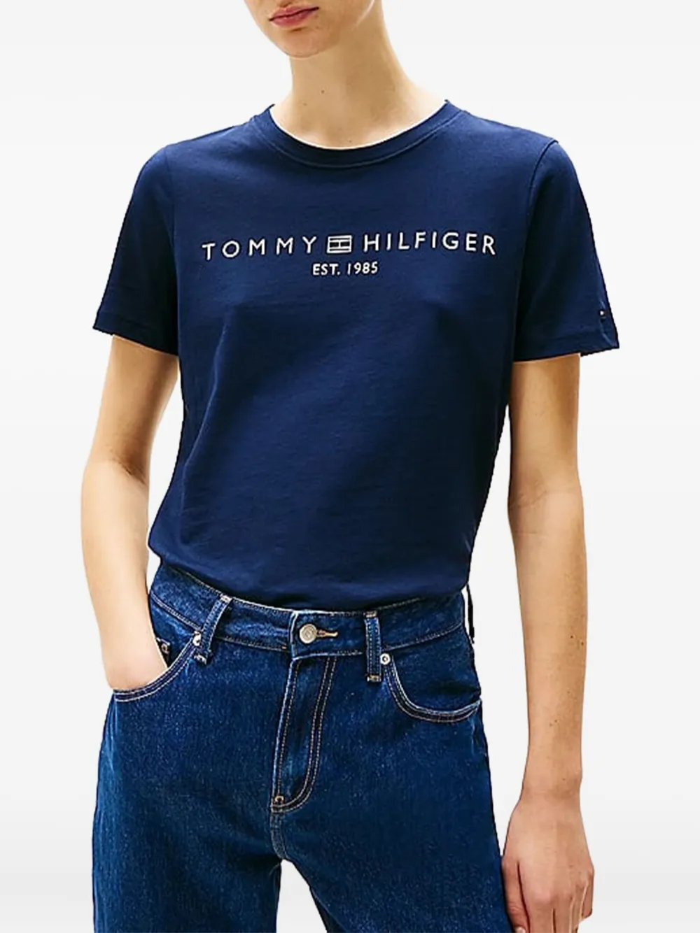 Tommy Hilfiger Logo Crew Neck T-shirt In Blue