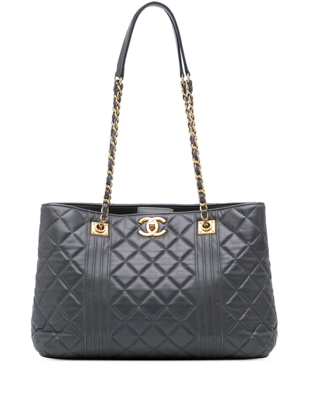 CHANEL Pre-Owned 2014-2015 CC Quilted Lambskin Pin Tuck tote bag – Grey