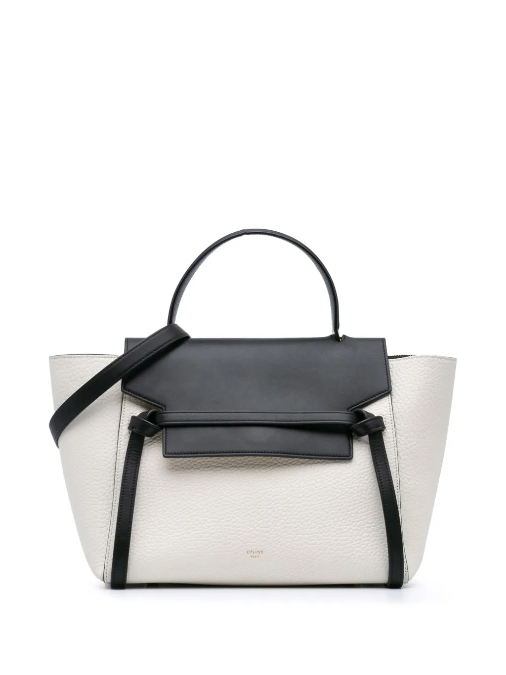 Céline Pre-Owned 2017 ミニ バイカラーレザー ベルト サッチェルバッグ - ブラック Céline Pre-Owned 2017 ミニ バイカラーレザー ベルト サッチェルバッグ - ブラック