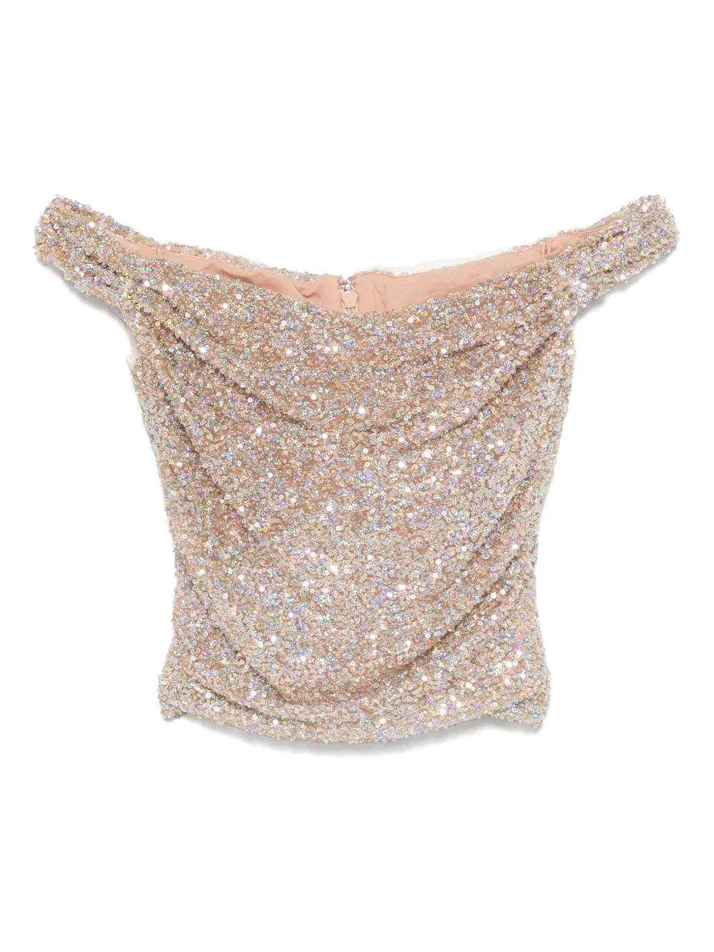 Costarellos sequinned off-shoulder top | Neutrals | Image 1