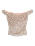 Costarellos sequinned off-shoulder top - Neutrals