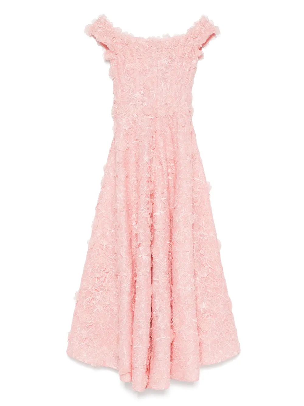 Costarellos floral-embroidered midi dress - Roze