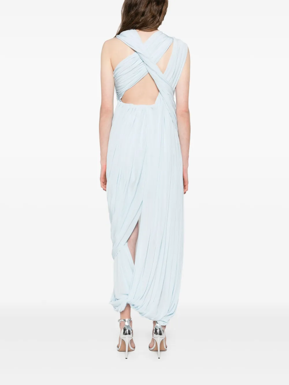 Christopher Esber Sculptured Draped asymmetric dres Blauw